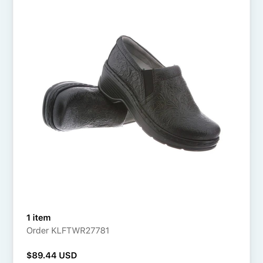 Discontinued Klogs Brand Black Naples Embossed Slip-On Clogs